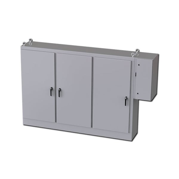 3 Point Latch with Padlock Handle Electrical Enclosures, 72 in H, 18 in D, 99-1/2in W, Carbon Steel